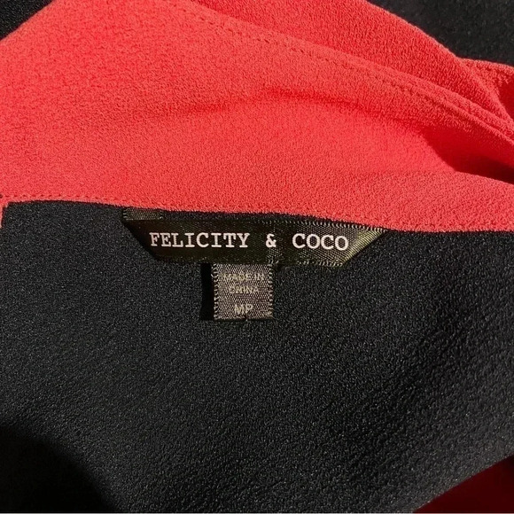 Felicity & Coco Dress Womens Petite Medium Navy Blue Pink Sheath Dress Crepe - Picture 7 of 7